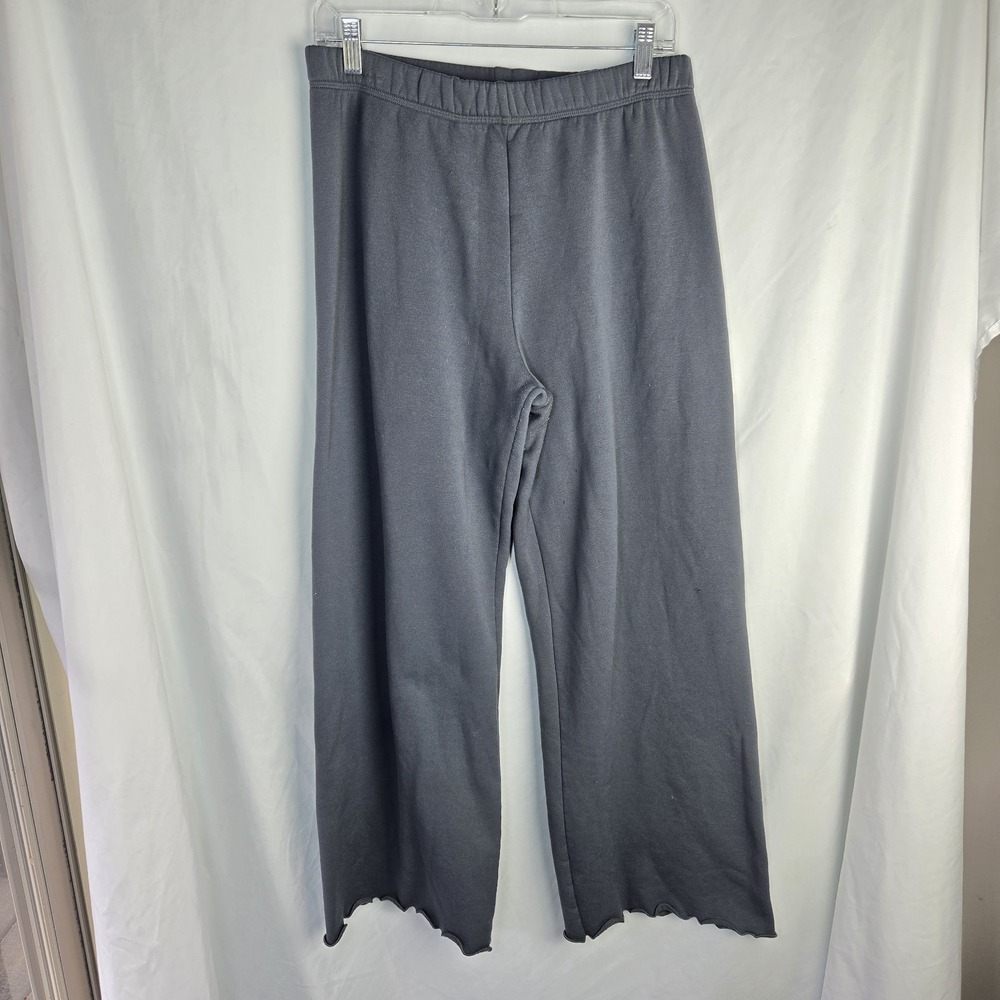 Haystacks Fleece Wide Leg Pants Womens Large Gray Lettuce Hem Neutral Artsy